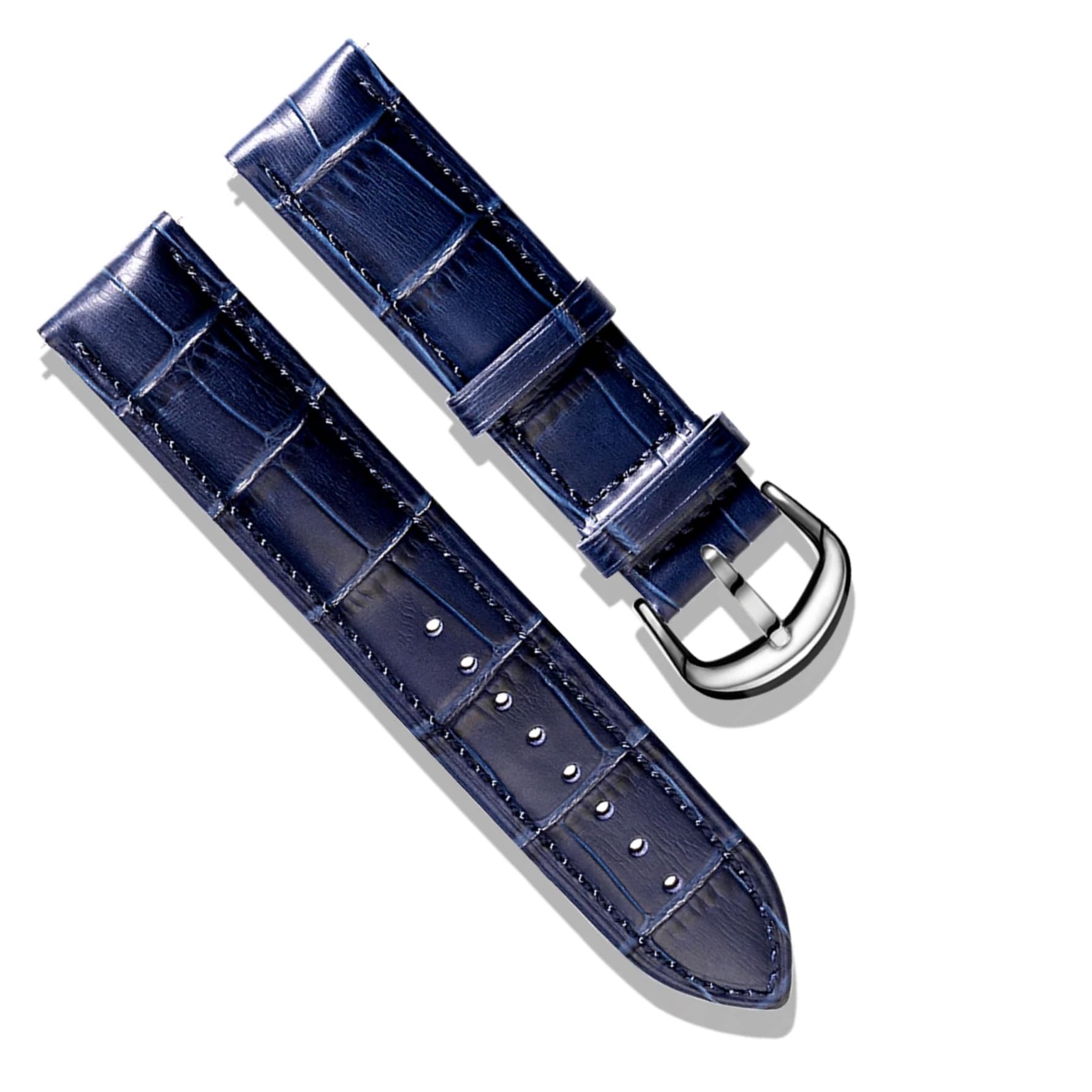 YODI Premium Leather Watch band Alligator Replacement Strap Stainless Steel Buckle Bracelet, Crocko lather smartwatch straps for Men Women 20mm || 22mm (BLUE, 20MM) (B0D4LS4477) Amazon Price History, Amazon Price Tracker