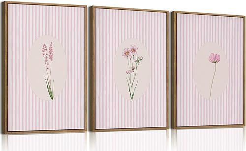 Miniatura 35 de KISSFOX 3 piezas de lienzo de arte de pared de flores silvestres para decoración de pared, cuadros florales, pinturas botánicas, impresiones de