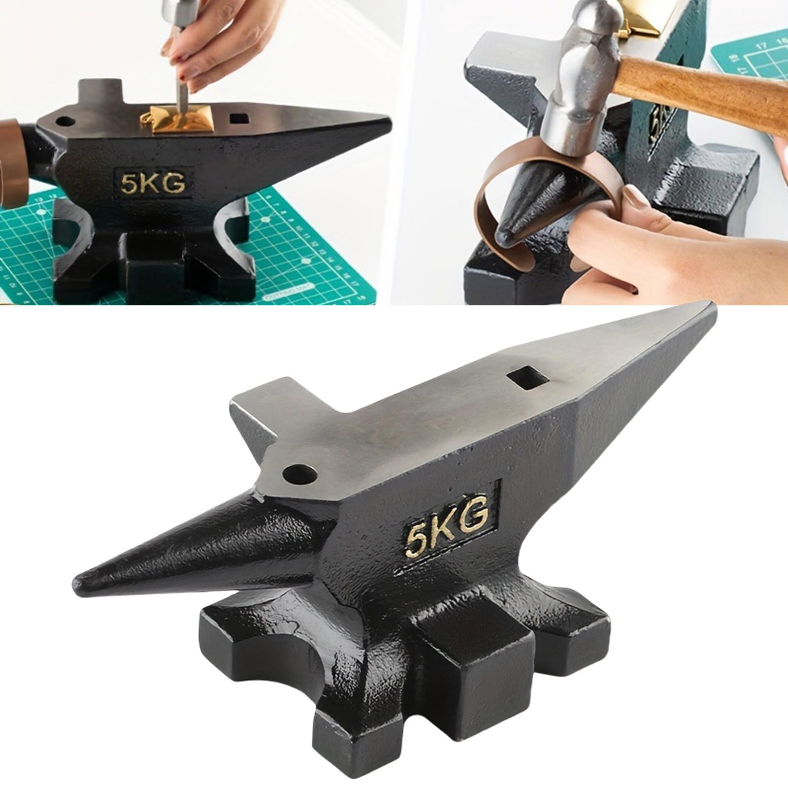 Pffiocix Jewelry Making Steel Anvil for Metal Shaping Single Round Horn Anvil Multipurpose Blacksmith Tool Metalsmith