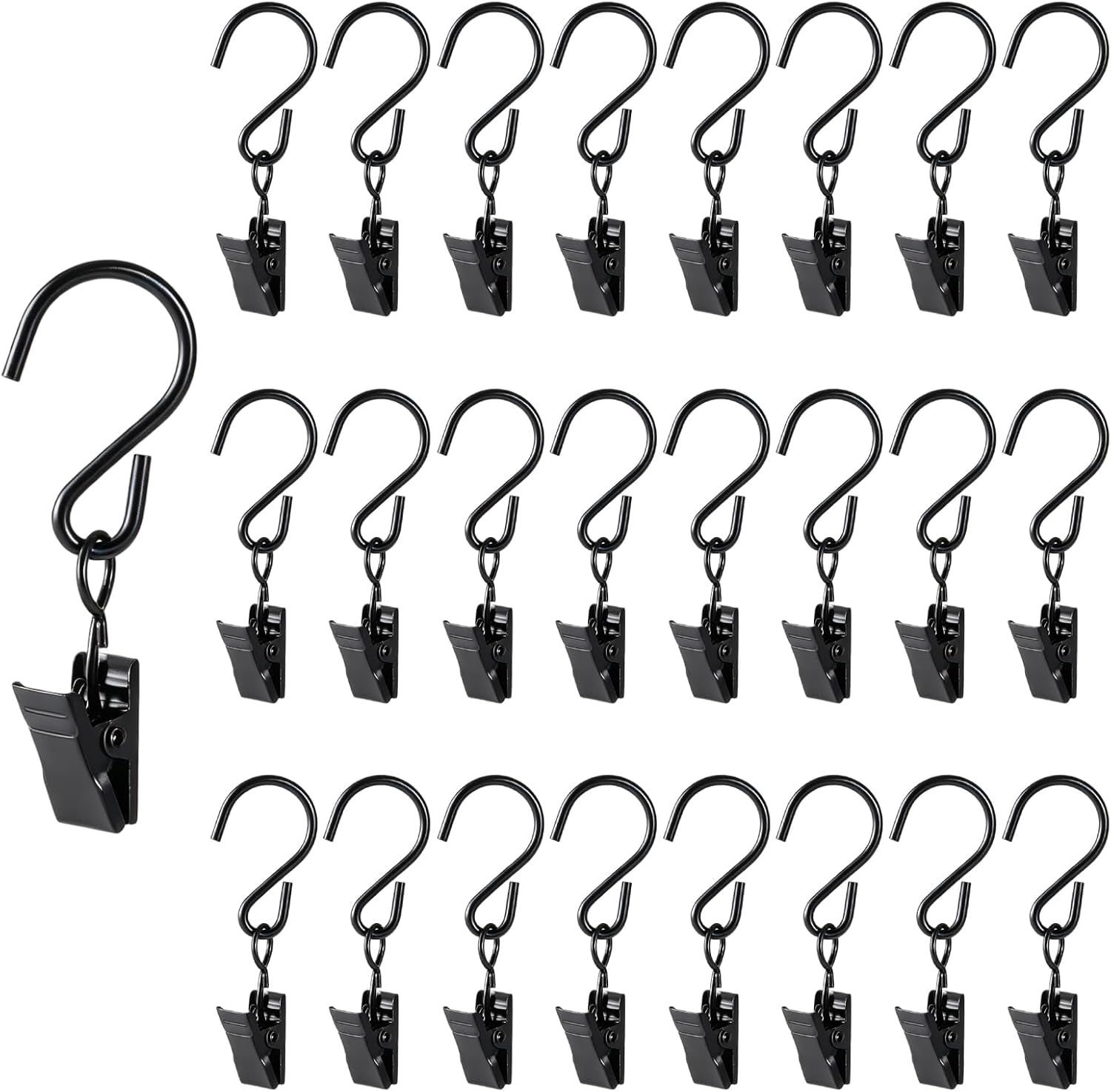 Stainless Steel S Hooks Curtain Clips, 25 PCS Gridwall Hooks with Clips