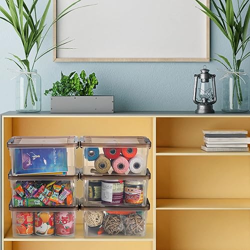 Miniatura 5 de Nicunom Paquete de 8 cubos de almacenamiento pequeños con tapas, 3.2 cuartos de galón, caja de almacenamiento transparente de plástico, contenedores