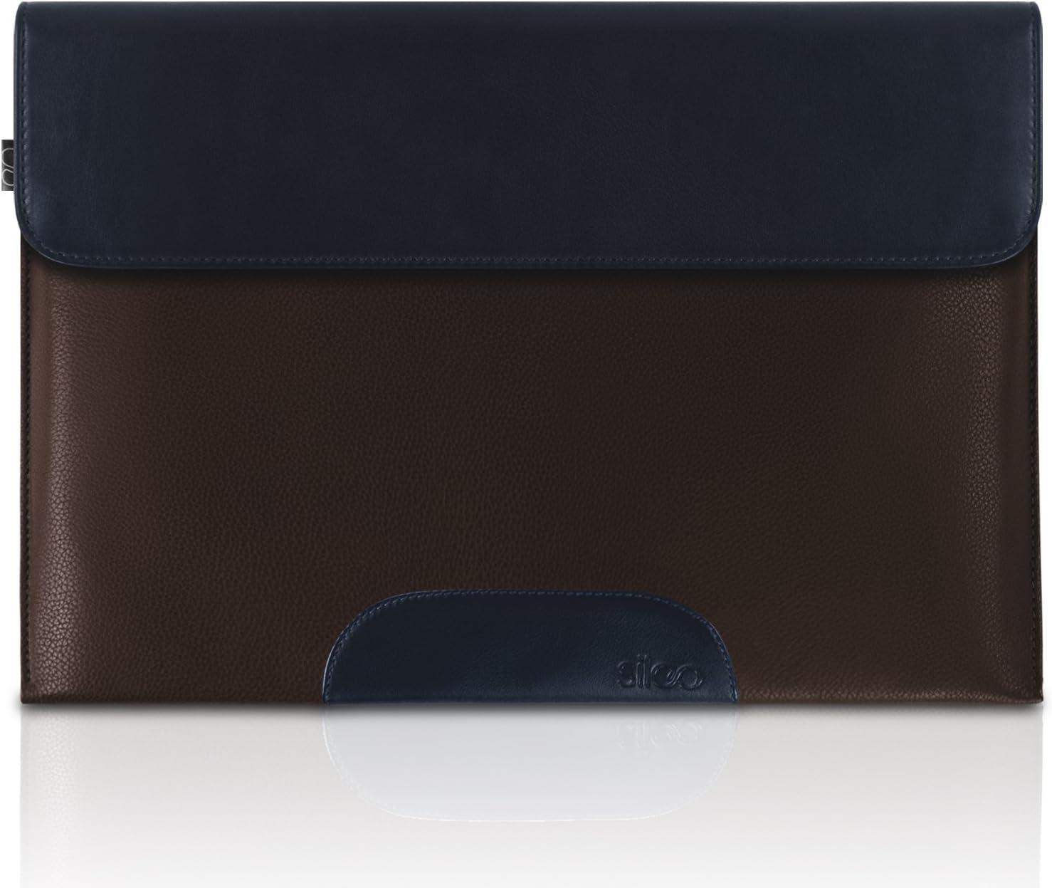 Sileo® 15-15.6 Inch Premium Laptop Sleeve ARTHUR for Macbook Pro Air Dell XPS etc. - Genuine Leather Case Bag Cover in Brown & Navy Blue