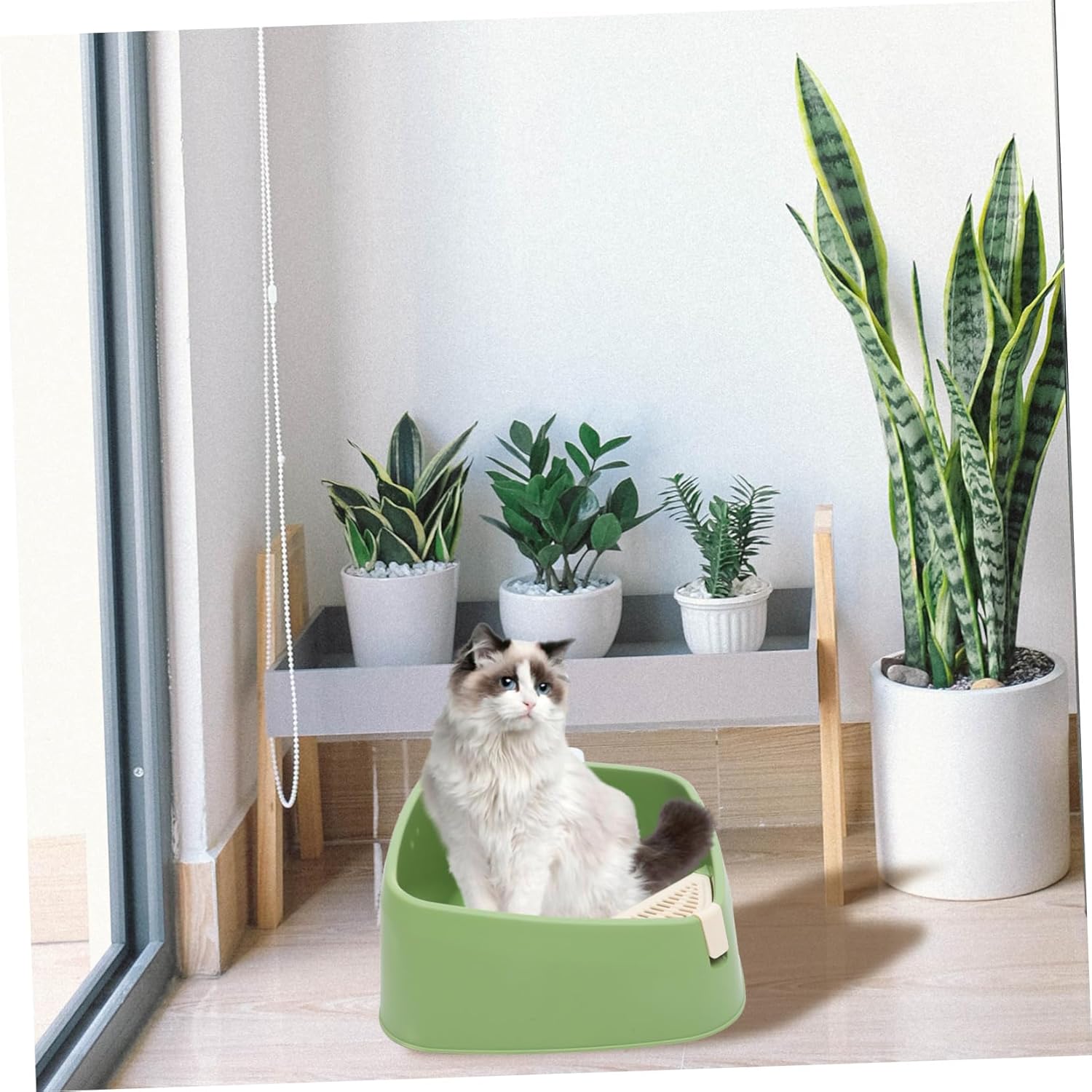 Kisangel 1pc Semi-Closed Pet Litter Box for Spill Prevention Detachable Design Color Construction for Cat Owners Seeking Cleanliness and Convenience