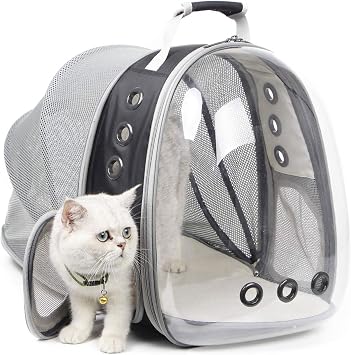 Cat Travel Backpack Carrier, Fit up to 12 lbs, Space Capsule Bubble Window Pet Carrier Backpack,Airline-Approved, Designed for Travel, Hiking, Walking & Outdoor Use Black, Back-Extension