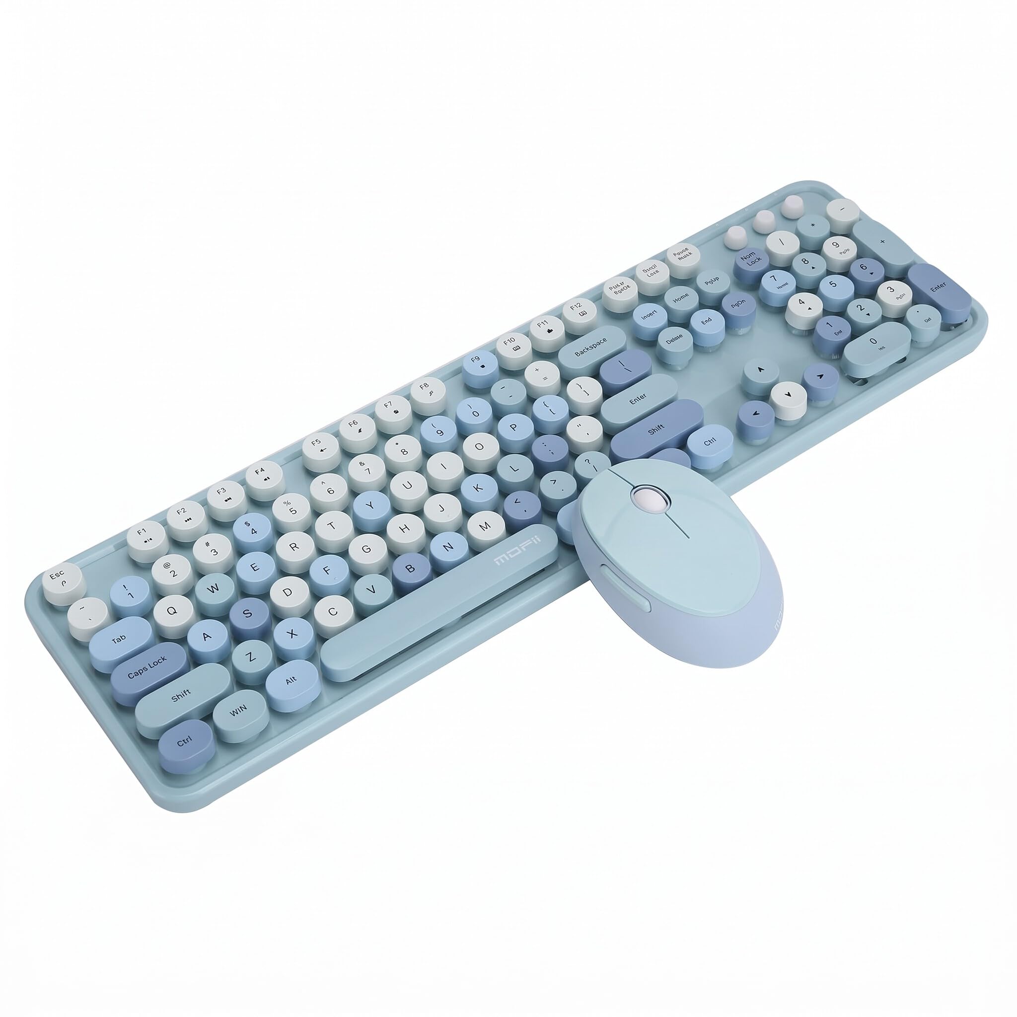 Kit Souris Clavier 2.4 Ghz sans Fil, Ensemble Clavier et Souris 104 Touches Support ergonomie Clavier de Bureau pour Ordinateur/PC/Ordinateur Portable/Mac(Couleur mélangée Bleue)