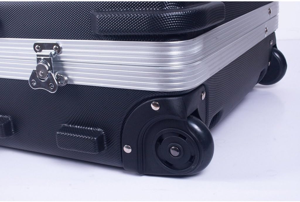 Crossrock CRA861KBK 61 Keys Keyboard Hardshell Case, Custom Inside, with Wheels, Black