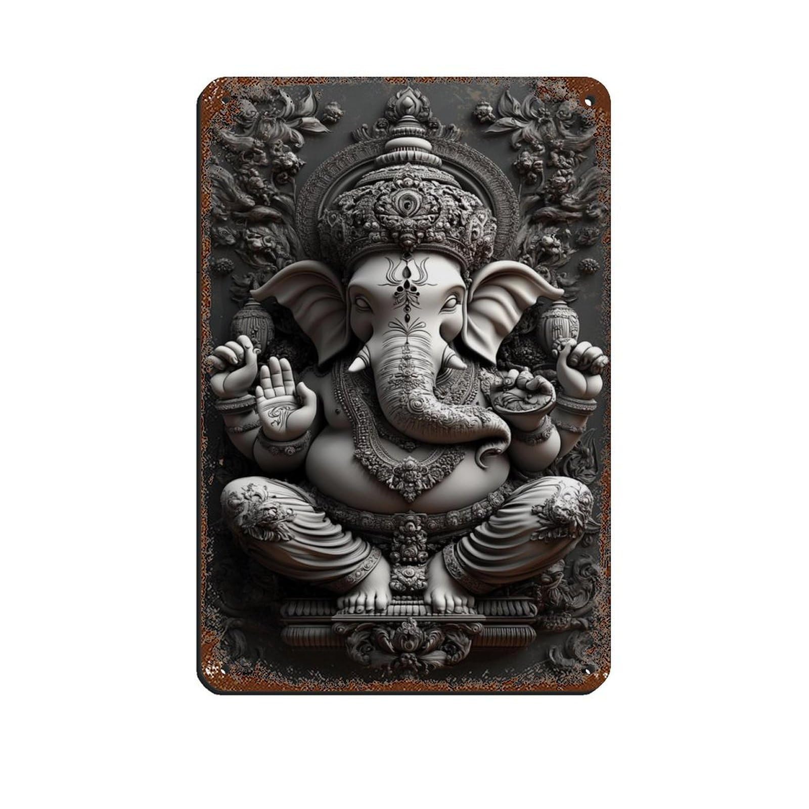 Ganesh Art Tin Sign Vintage Metal Pub Club Cafe Bar Home Wall Art Decoration Poster Retro 8x12inch(20x30cm)