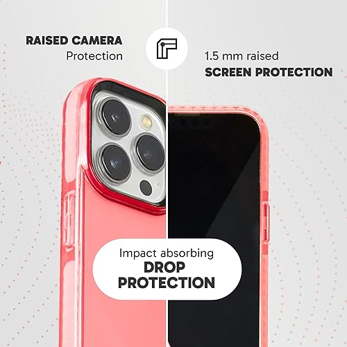 Miniatura 4 de SteepLab Funda de barrera para iPhone 14 Pro Max, protección de 360 grados que absorbe impactos con bisel elevado y colores llamativos (melocotón