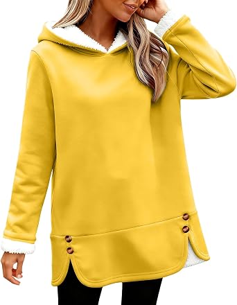 Fleece Lined Hoodie for Women,Crewneck Winter Warm Thermal Long Sleeve Pullover Tops,Casual Sweatshirt Street Wear