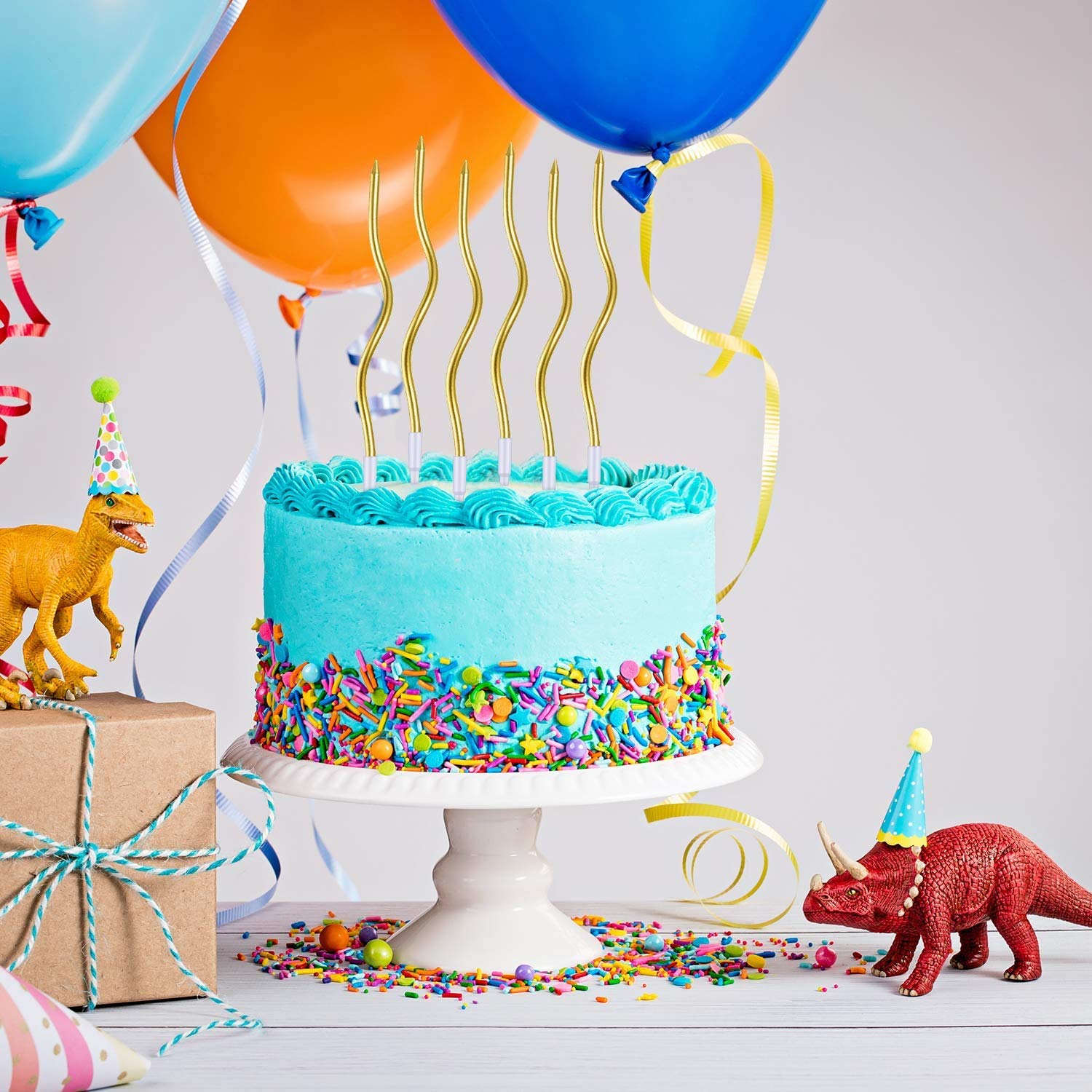 WP WANNA PARTY Wanna Bezzapachowa impreza Twisty metaliczne złote świece spiralne - 6 szt., kręte świece na urodziny, baby shower, przyjęcie weselne i dekoracja tortu