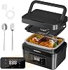 Yofidra Cordless Electric Heated Lunch Box: 6.3 Cups Self Heating Lunch Box with 10000mAh Battery, Timer & Temperature Control, Portable Food Warmer for Adults, Men & Women in Office Outdoor Black