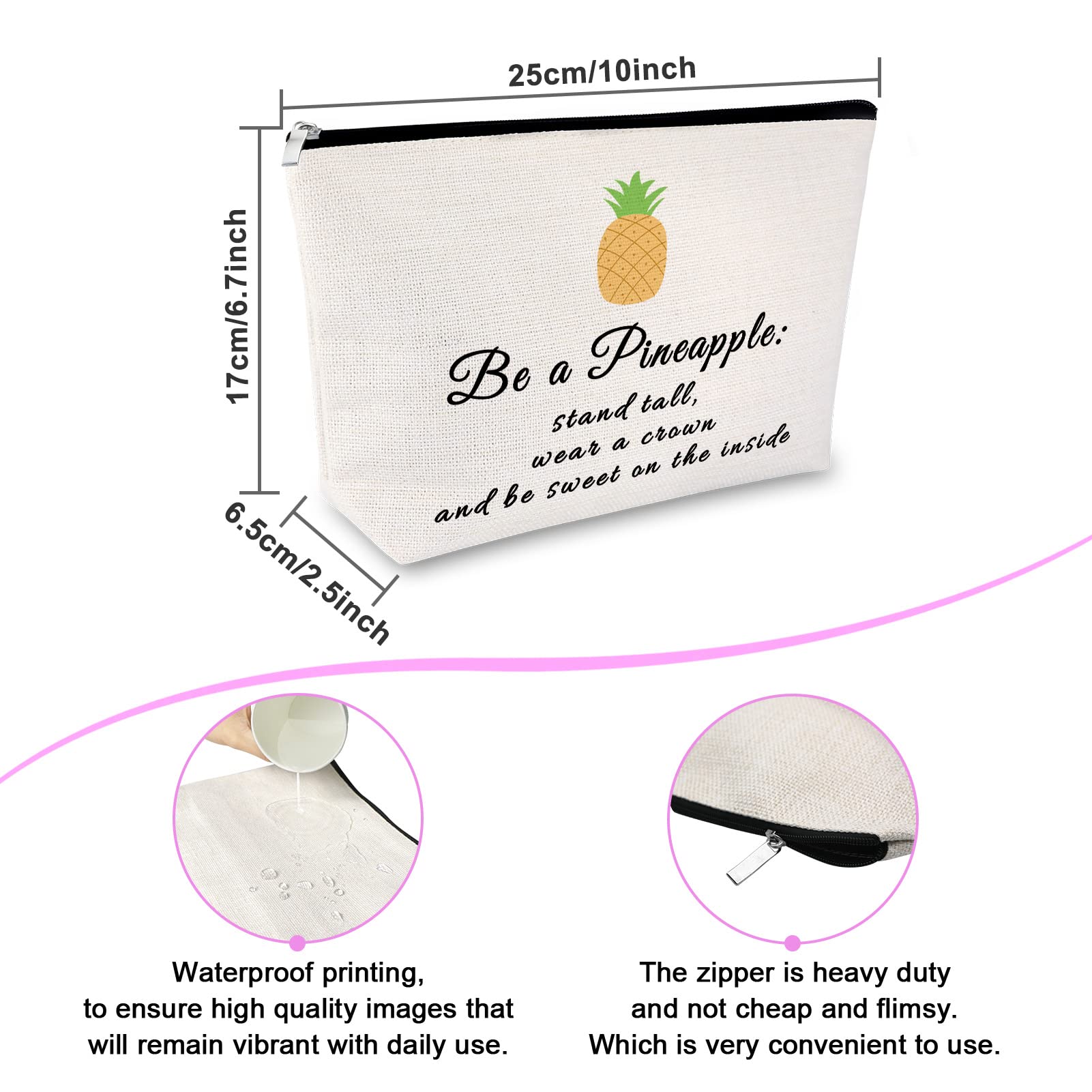 Sfodiary Pineapple Lovers Gifts Makeup Bag Inspirational Birthday Gift for Daughter Pineapple Gifts for Women Teens Encouragement Gift for Her Motivational Graduation Gifts Travel Cosmetic Pouch