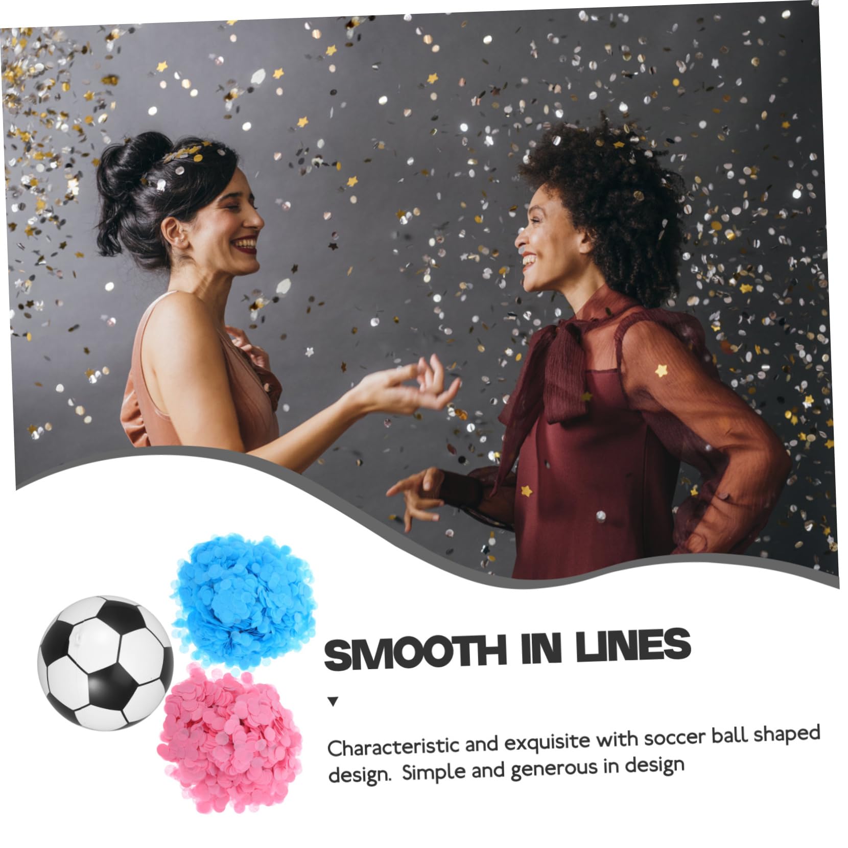 Pallone Decorativo Coriandoli Calcio Gender Reveal Pp | Accessori Decorativi Inclusi, per Festa Nascita e Compleanno, Forma Sferica, Scenario Party