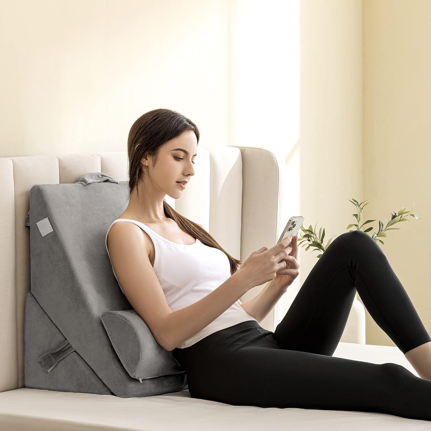 joybest Bed Wedge Pillows Adjustable Leg Elevation Reading Pillow & Back Support Wedge Pillow for Back and Legs Support, for Back Pain, Leg Pain, Pregnancy, Neck and Shoulder Joint Pain, Sleeping