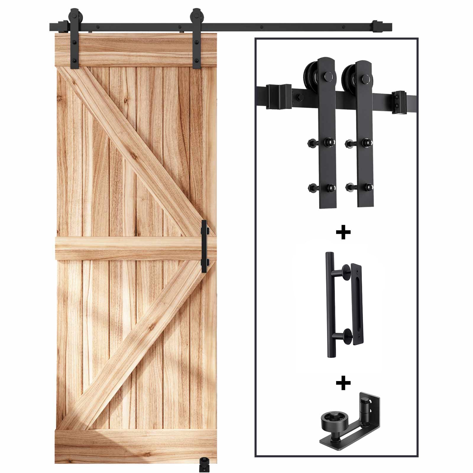 EaseLife 5.3 FT Sliding Barn Door Track and Handle Hardware Kit,Straight Pulley,Slide Smoothly Quietly,Easy Install (5.3FT Track Kit for 30~32" Wide