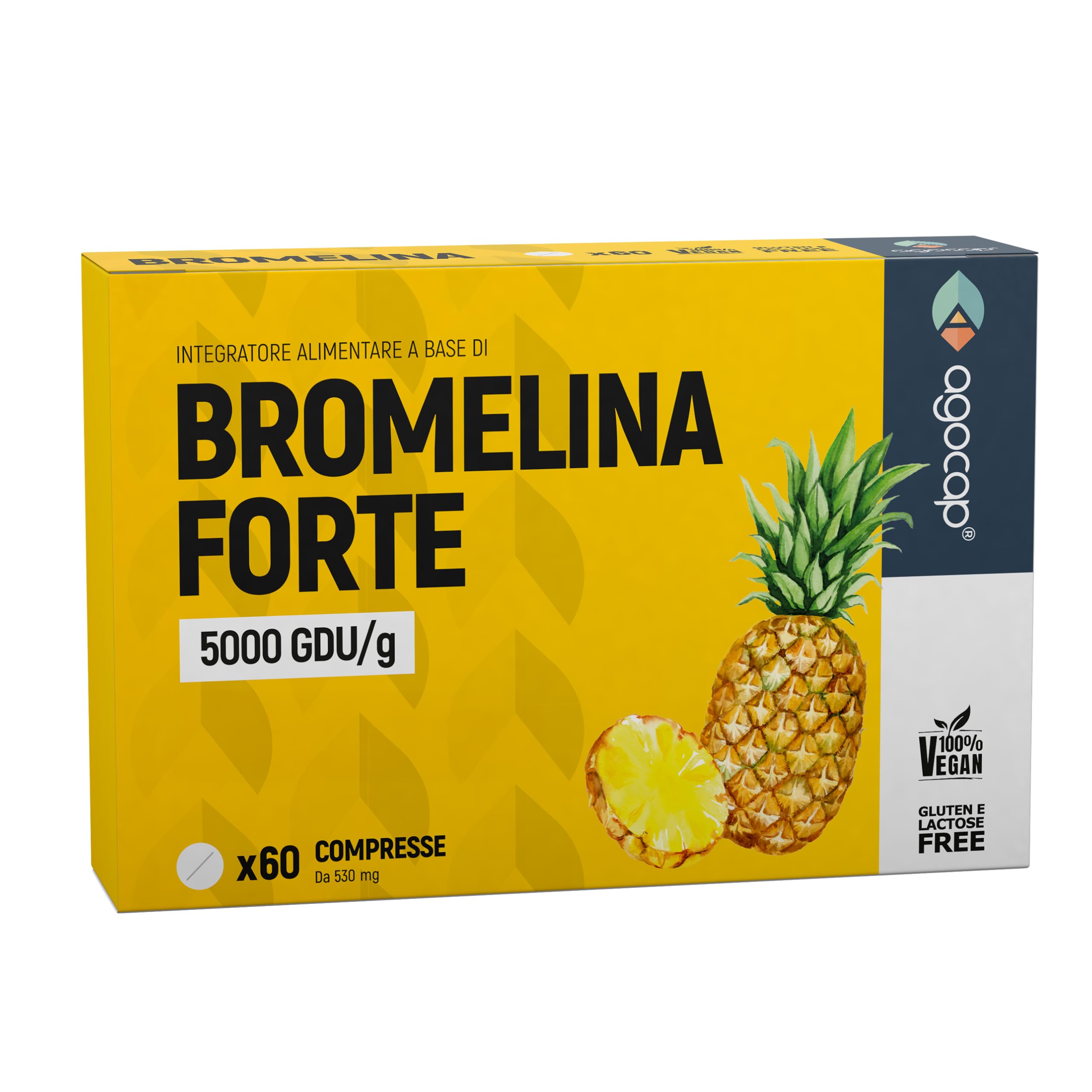 Bromelina 5000 GDU/​g con Tarassaco. Bromelina Forte Drenante da Ananas ad Alta Titolazione. 60 cpr, Drenante forte dimagrante. Ideale per smagliature e Ritenzione Idrica Gambe