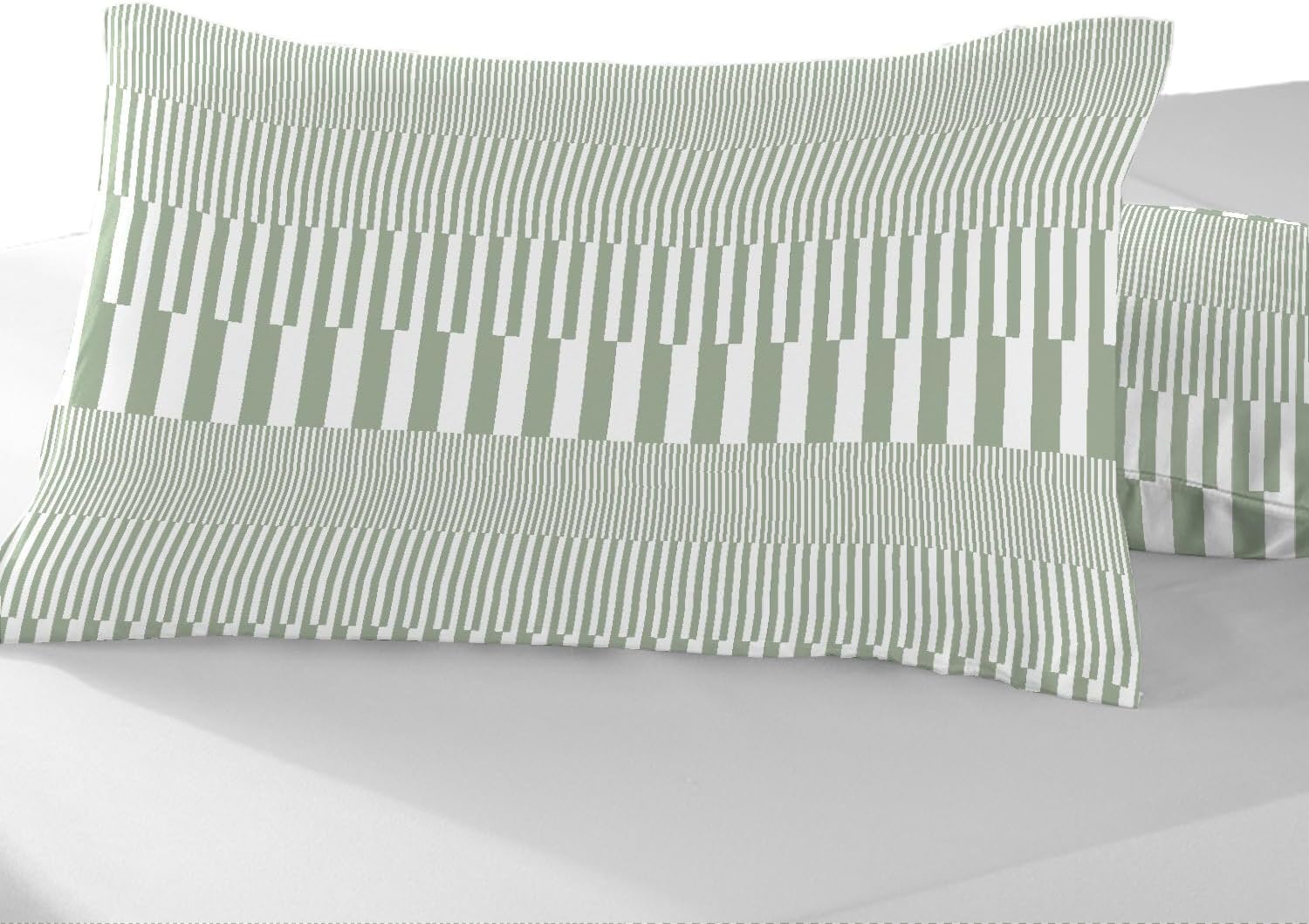 Pizuna Cotton Green Cascade Strip Printed Pillowcases 2 Pack 48x74, 400 Thread Count 100% Long Staple Cotton Pillow Cover, Sateen Standard Housewife PillowCase (Marble Printed Pillow Cases 2 Pack)