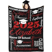 Personalized Graduation Gifts Blanket with School Name,Custom Class of 2025 Graduation Blankets Customized Grad Throw Blanket Graduation Gifts for Her Him High School College