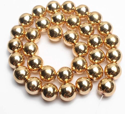 Miniatura 4 de Song Xi - Cuentas redondas de hematita para hacer joyas, 564, 18, 532, 1564, 516, 2564 pulgadas, cuentas de 15 pulgadas, hematita, Hematita de oro