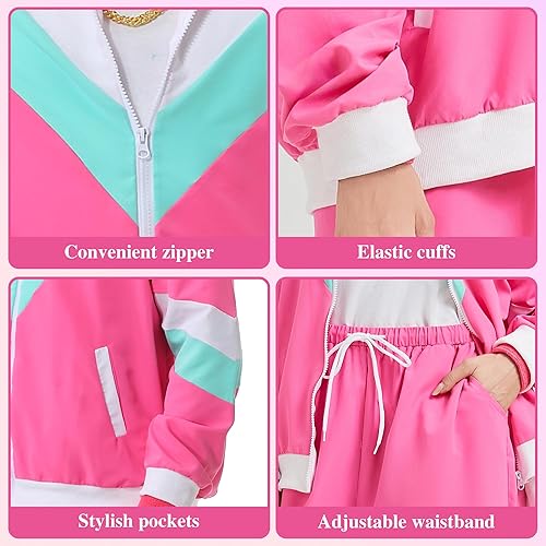 Miniatura 4 de Chándal de los años 80 para hombres y mujeres, traje retro rompevientos de los años 80 para parejas, traje deportivo de color de los años 90