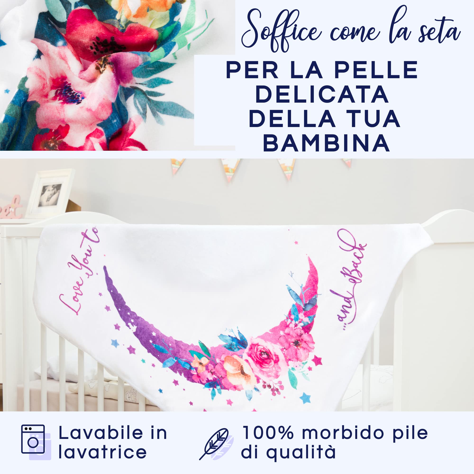 Luka&Lily Coperta Mesi Neonata Femmina - 150cm x 100cm Copertina Neonato per Bambine - Tappeto Mesi Neonato - Regali per Neonati Baby Shower