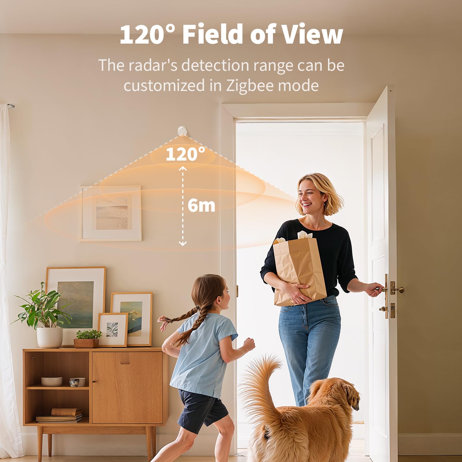 Aqara Sensore di Presenza FP300 Sensore di movimento wireless 5-in-1 con mmWave, PIR, rilevamento di luce, temperatura e umidità, Thread e Zigbee, Supporta HomeKit, Home Assistant, Alexa e Google Home