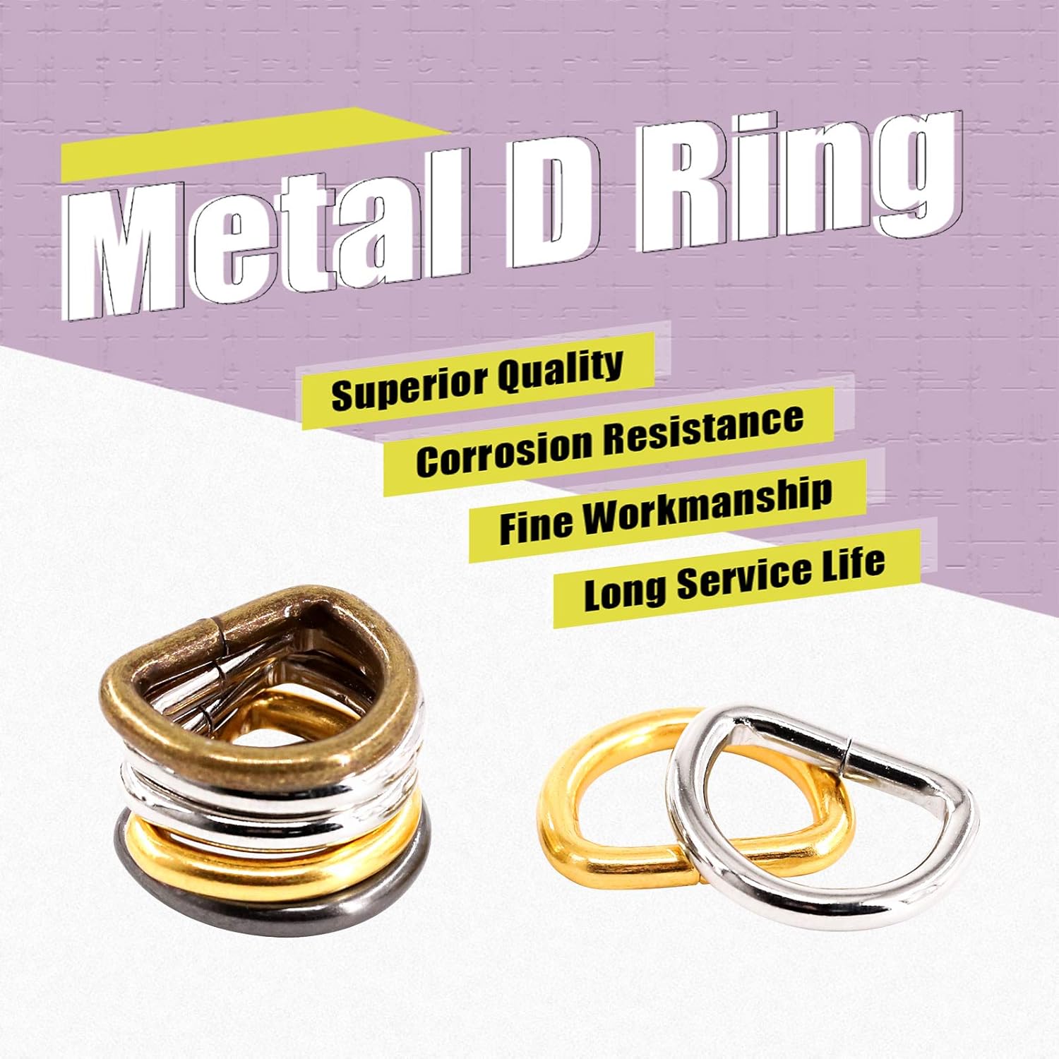 Swpeet 120Pcs 1/2 Inch - 13mm 4Colors Multi-Purpose Metal D Ring Semi-Circular D Ring for Hardware Bags Ring Hand DIY Accessories (Mixed Color, 1/2 inch) - Image 5