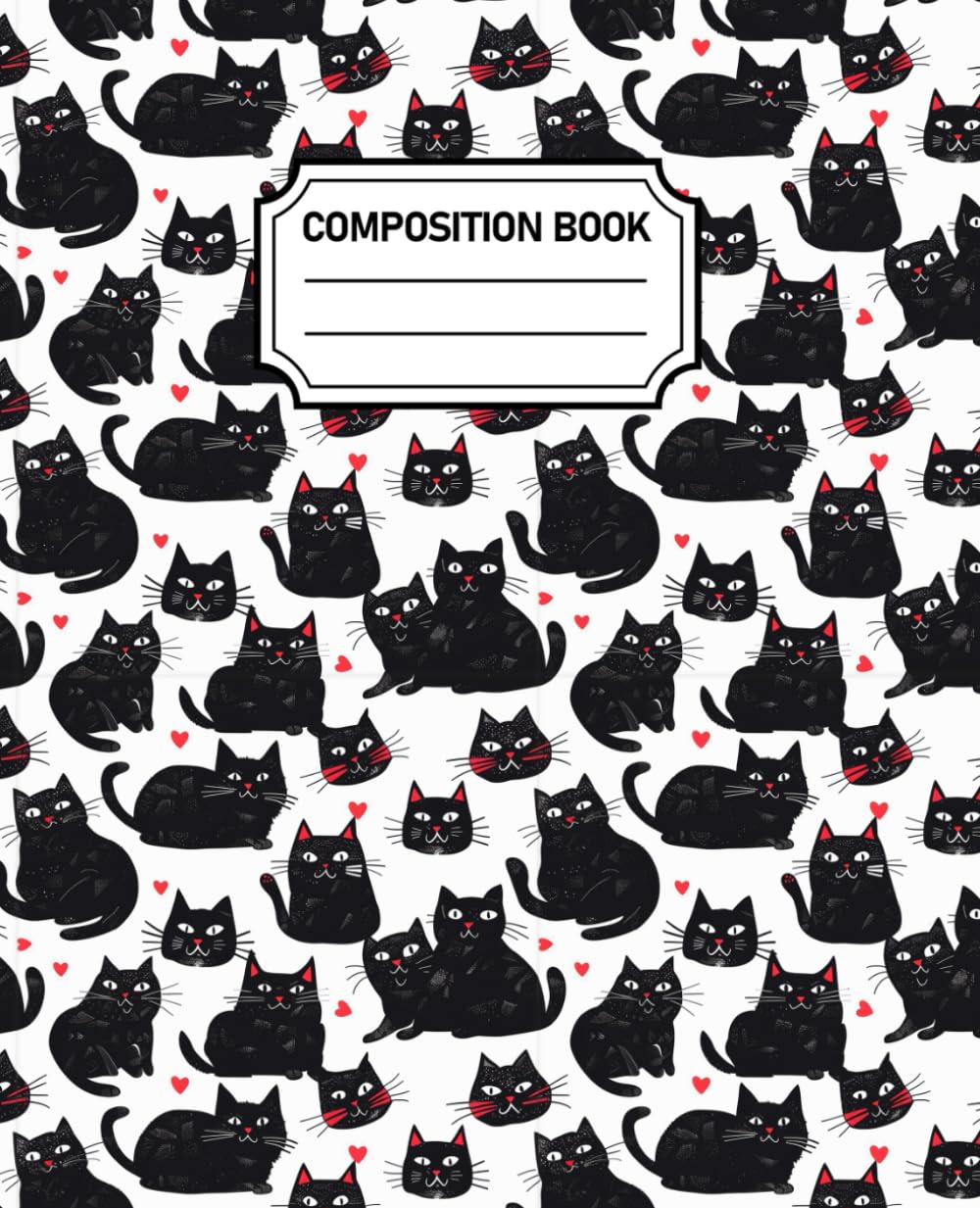 Kawaii Black Cat Composition Notebook: Cute Cat Kawaii Note Book | 100 Page Wide Ruled Blank Lined Paper