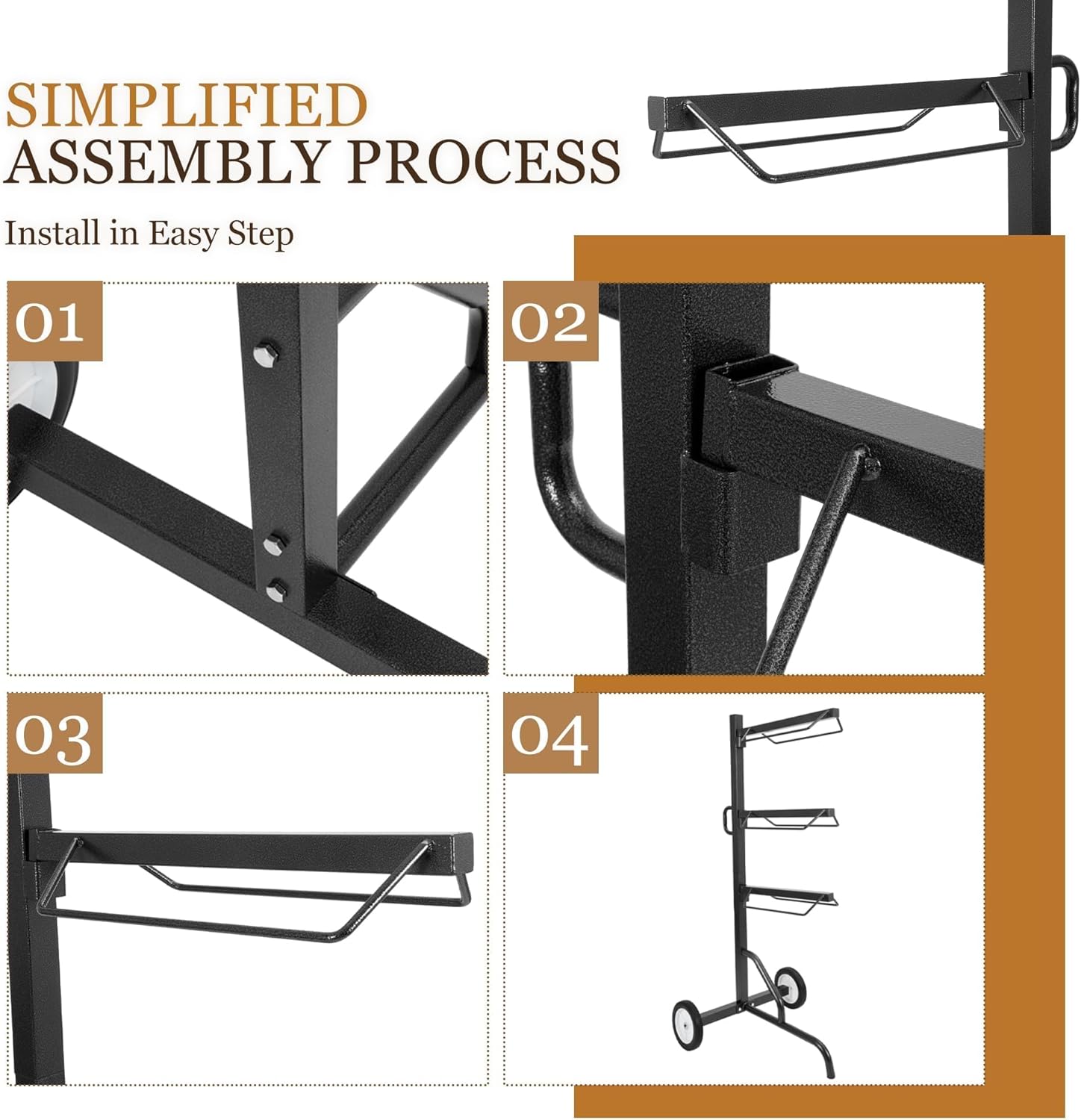 3 Tier Saddle Rack, Rolling Saddle Stand Cart with Wheel, Heavy-Duty Rotatable Saddle Stand for English and Western Style Saddle Pad Rack, Portable Horse Tack Storage