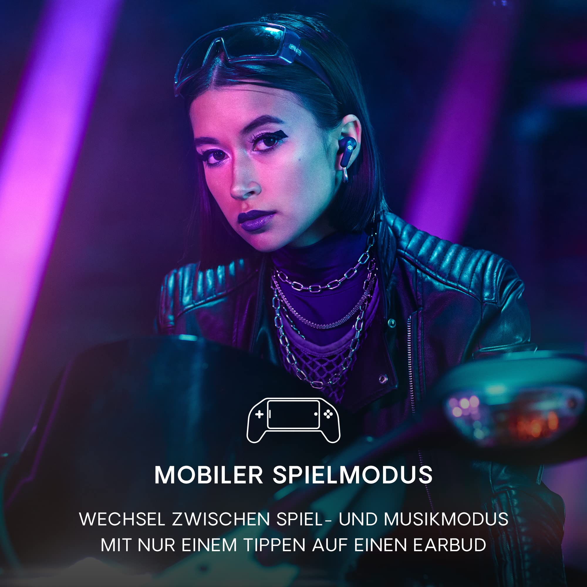 Urbanista Seoul In Ear Kopfhörer | Wireless Earbuds mit Mikrofon | 70ms Low Latency Gaming Earbuds | Dual-Mode Bluetooth Earphones | Schnelles Aufladen USB-C Kopfhörer | 32 Std. Spielzeit | Lila