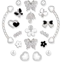 20 Pcs Bling Shoe Charms Sparkle Rhinestones Butterfly Flowers Shoe Decoration Charms for Women, Cute Shoe Chains for Clog Sandals, DIY Shoe Accessories for Women Birthday Party Favor