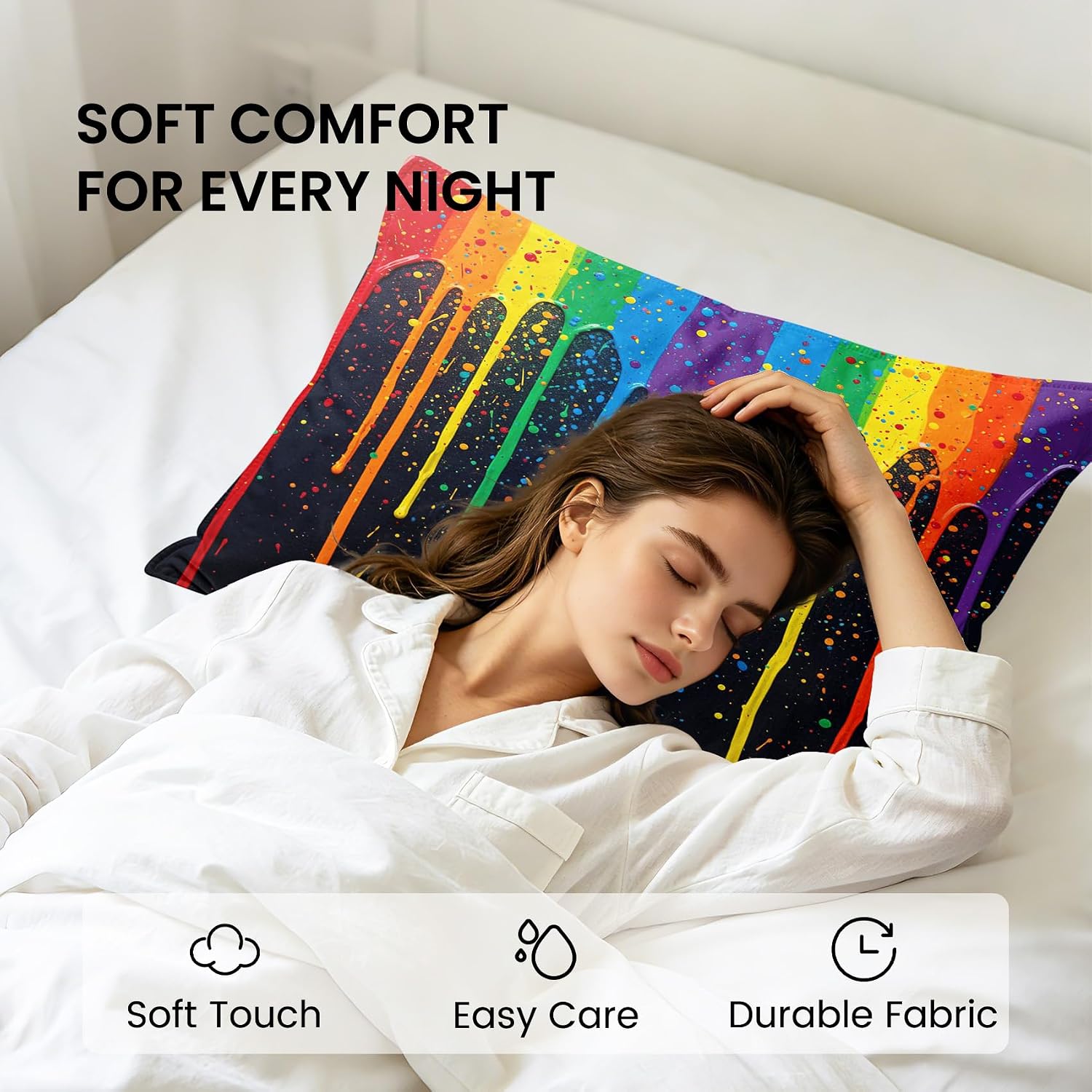 Colorful Pillowcases Queen Size Set of 2, Gamer Gifts image 3