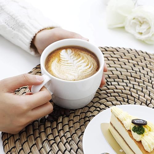 Miniatura 8 de Sweese Tazas apilables para café con leche de 10 onzas + juego de azúcar y crema de porcelana de 12 onzas