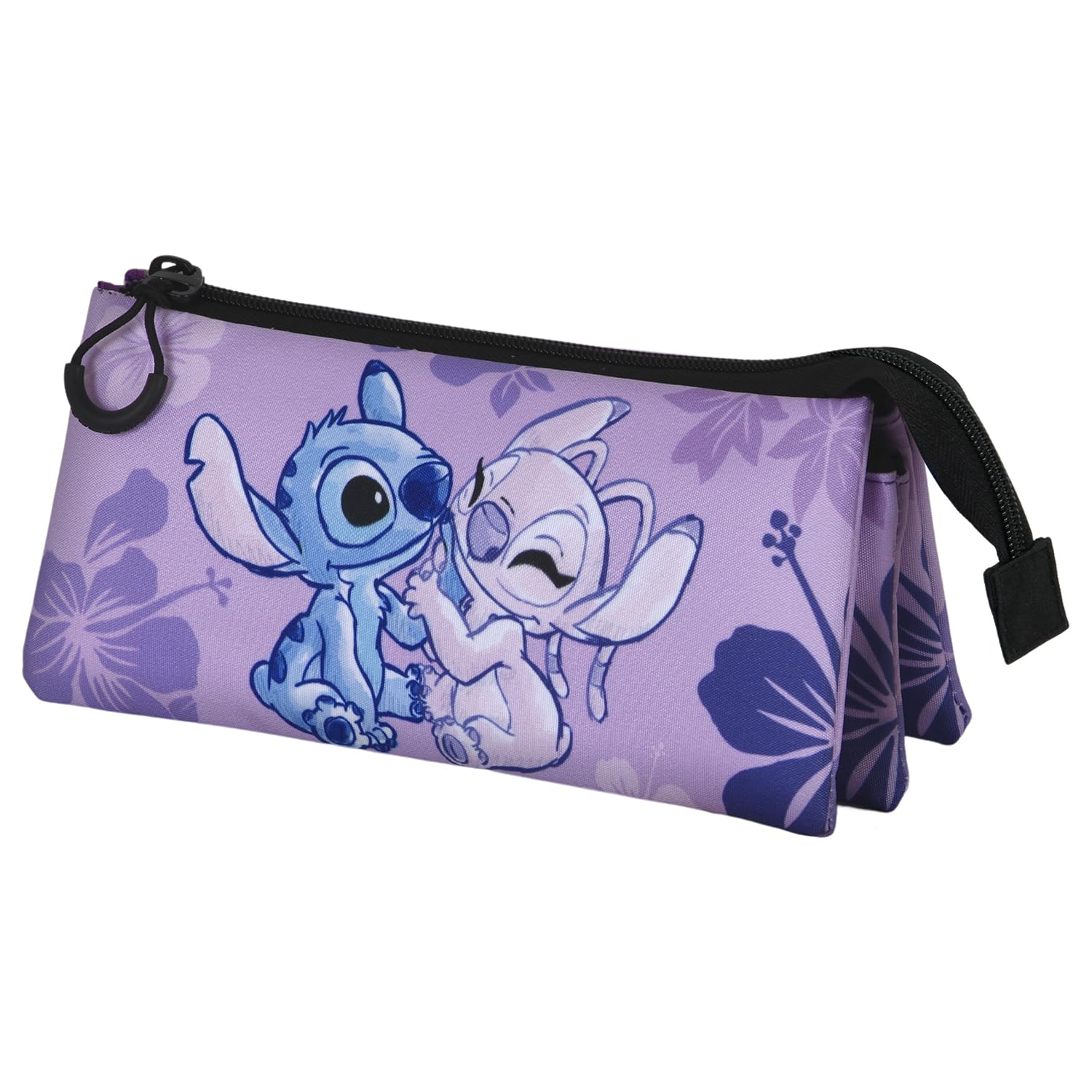Lilo and Stitch Stitch & Angel-Fan Triple Pencil Case 2.0, Lilac, 23 x 11 cm