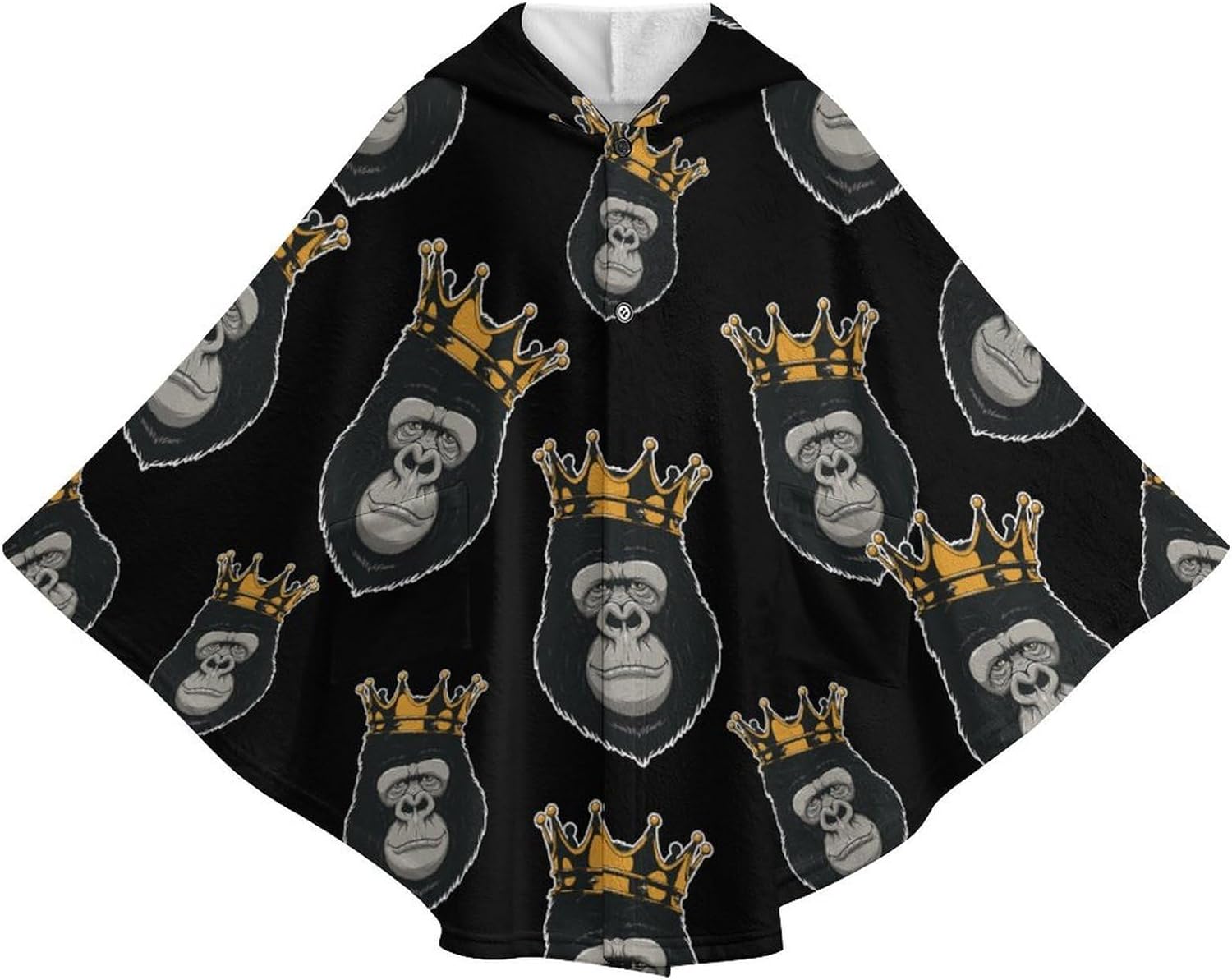 Funny Gorilla Head Wearable Blanket with Hooded Flannel Blankets Cape with Pocket
