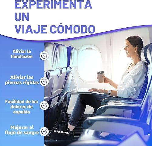 Miniatura 4 de BASIC CONCEPTS Hamaca de pie de avión para artículos esenciales de viaje en avión, artículos esenciales para viajes en avión, reposapiés de vuelo