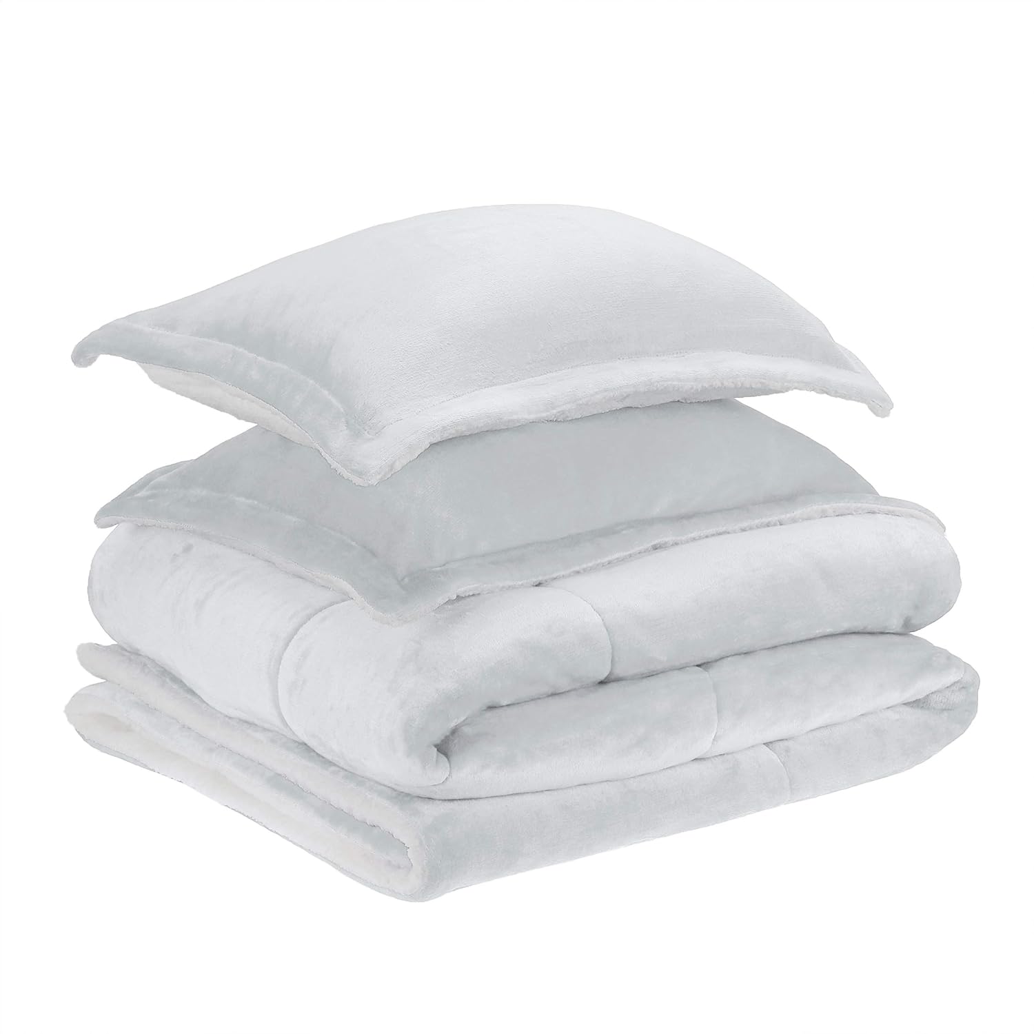  Basics Ultra-Soft Micromink Sherpa Comforter Bed Set - Charcoal, Full/Queen : Home & Kitchen