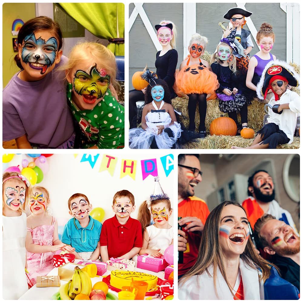 URAQT Pinturas Cara para Niños, 12 Colores Seguridad No Tóxica Pintacaras Infantil, Pintura Corporal y Facial para Barriga Embarazada, Pinturas Maquillaje Halloween Festival Fiesta Cosplay adulto niño — view 7