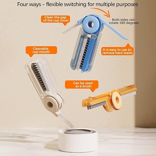 Miniatura 6 de KnjoFly Cepillo limpiador multiusos 4 en 1, herramientas de limpieza de grietas para tazas, botella de agua y cubierta de tazas, cepillo limpiador