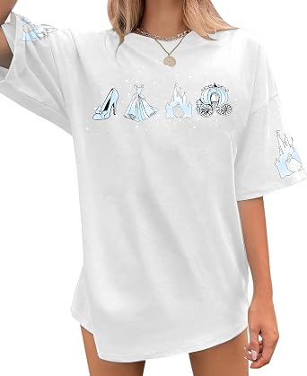Oversized Magical Shirts for Women Fairy Pumpkin Carriage Graphic Tee Tops
