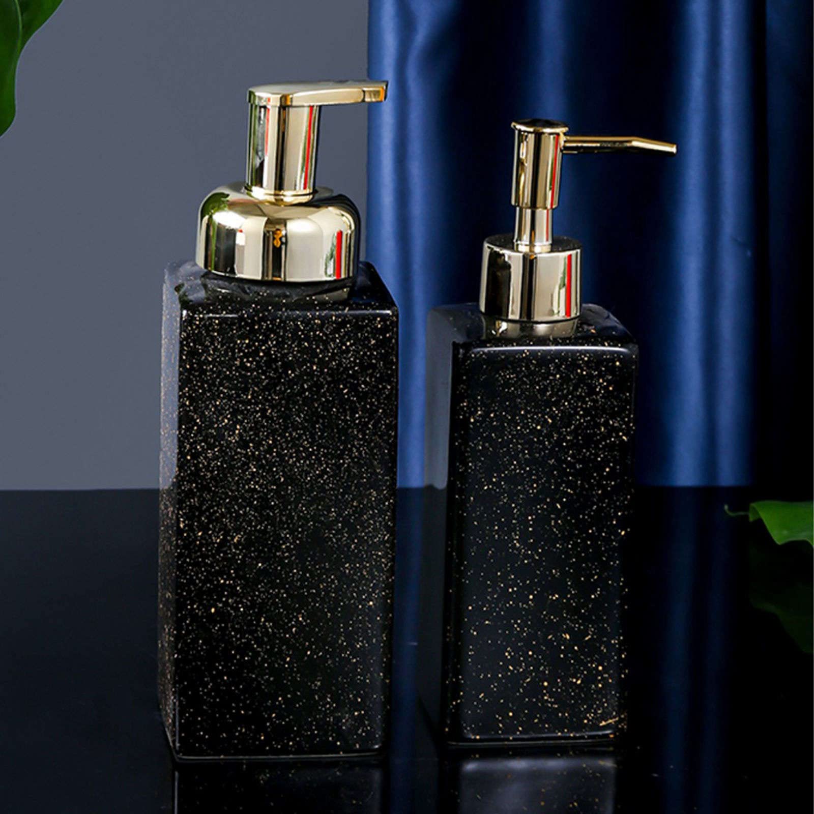 Jednolita kolorowa pompka, dozownik balsamu do łazienki z możliwością uzupełniania, ceramiczny szamponu(Dark Green,Rectangular)