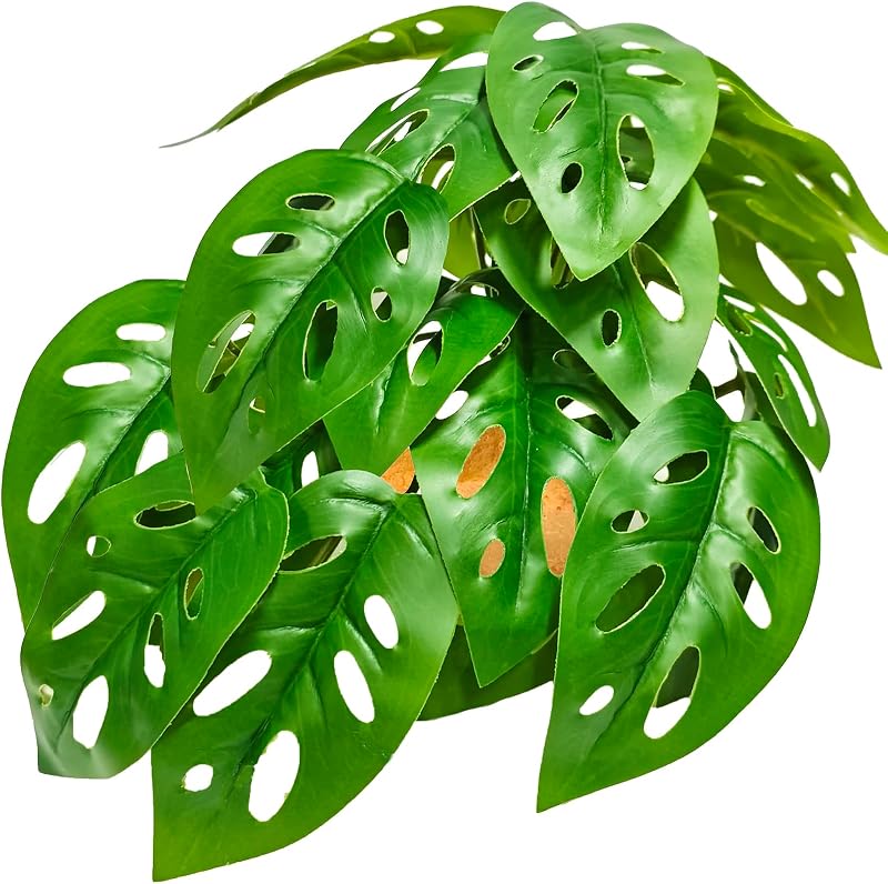 Planta artificial Monstera Adansonni para terrário com base em formato de rocha Woyrise – 19,81 x 15,24 x 15,24 cm