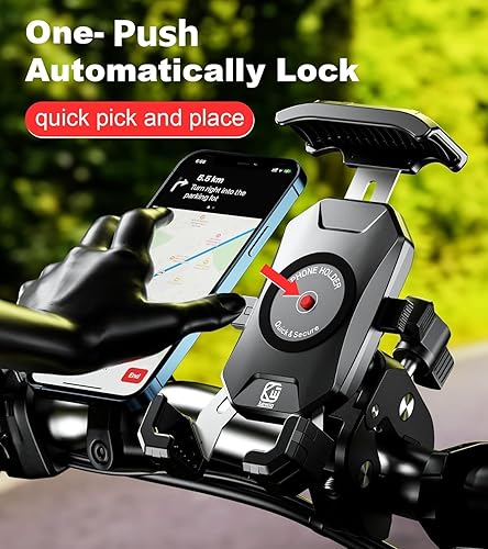 Miniatura 2 de Kewig Soporte de teléfono para motocicleta, soporte de teléfono para bicicleta, abrazadera de manubrio de instalación rápida, soporte de teléfono de