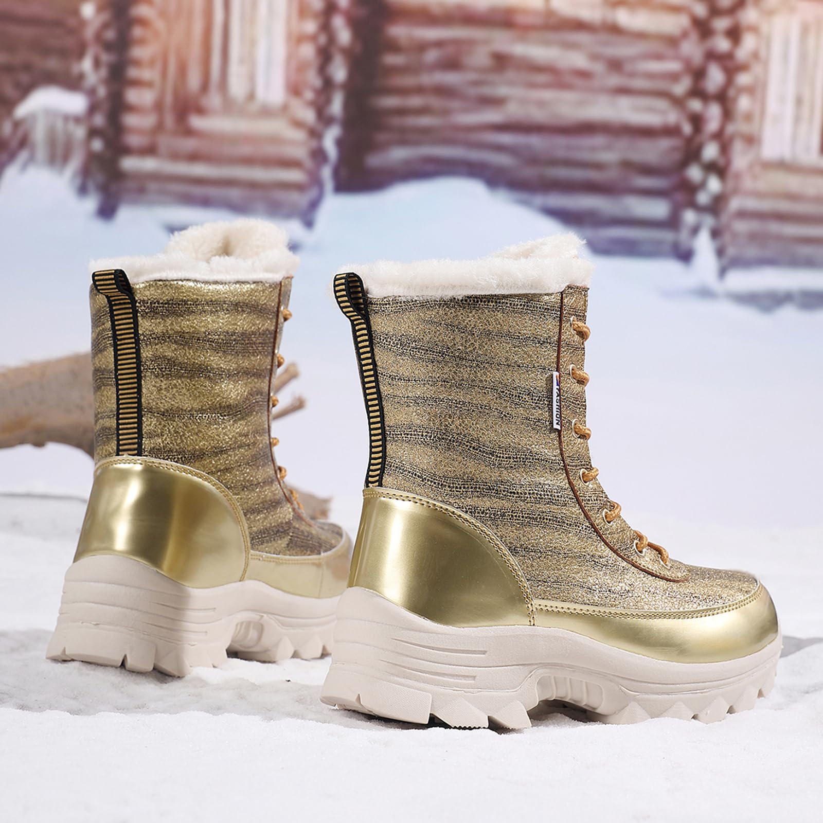 Damskie buty zimowe z podszewką z flauszu | antypoślizgowe buty trekkingowe zapewniają gładkość | Slim Fit na co dzień, do pracy i do miasta