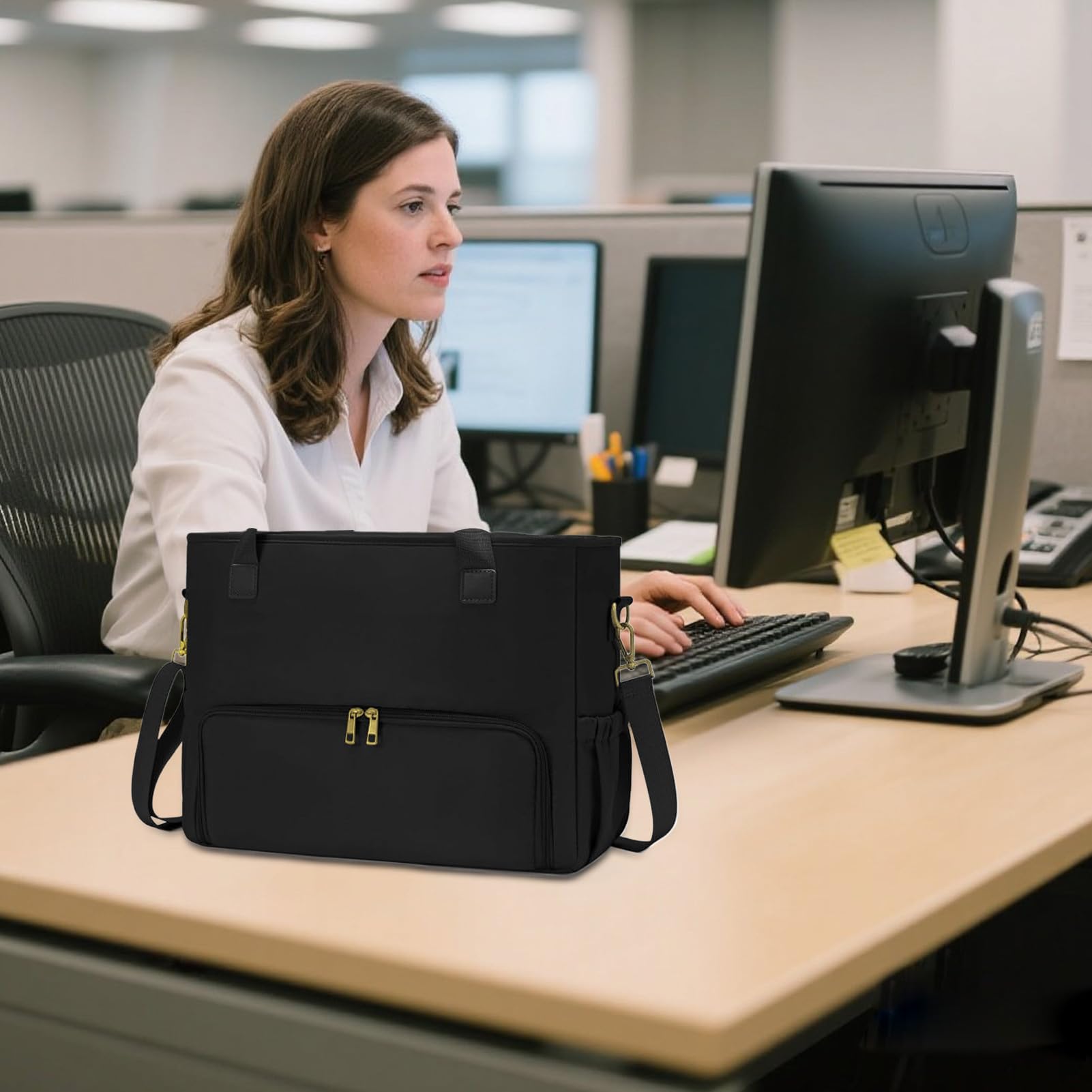 Borsa Da Lavoro Con Scomparto Per Il Pranzo | Borse da Lavoro per Computer Donna | Borsa a Capienza Grande con Traversina per Spiaggia Viaggio Campeggio | Per Insegnanti Infermieri Studenti Universita