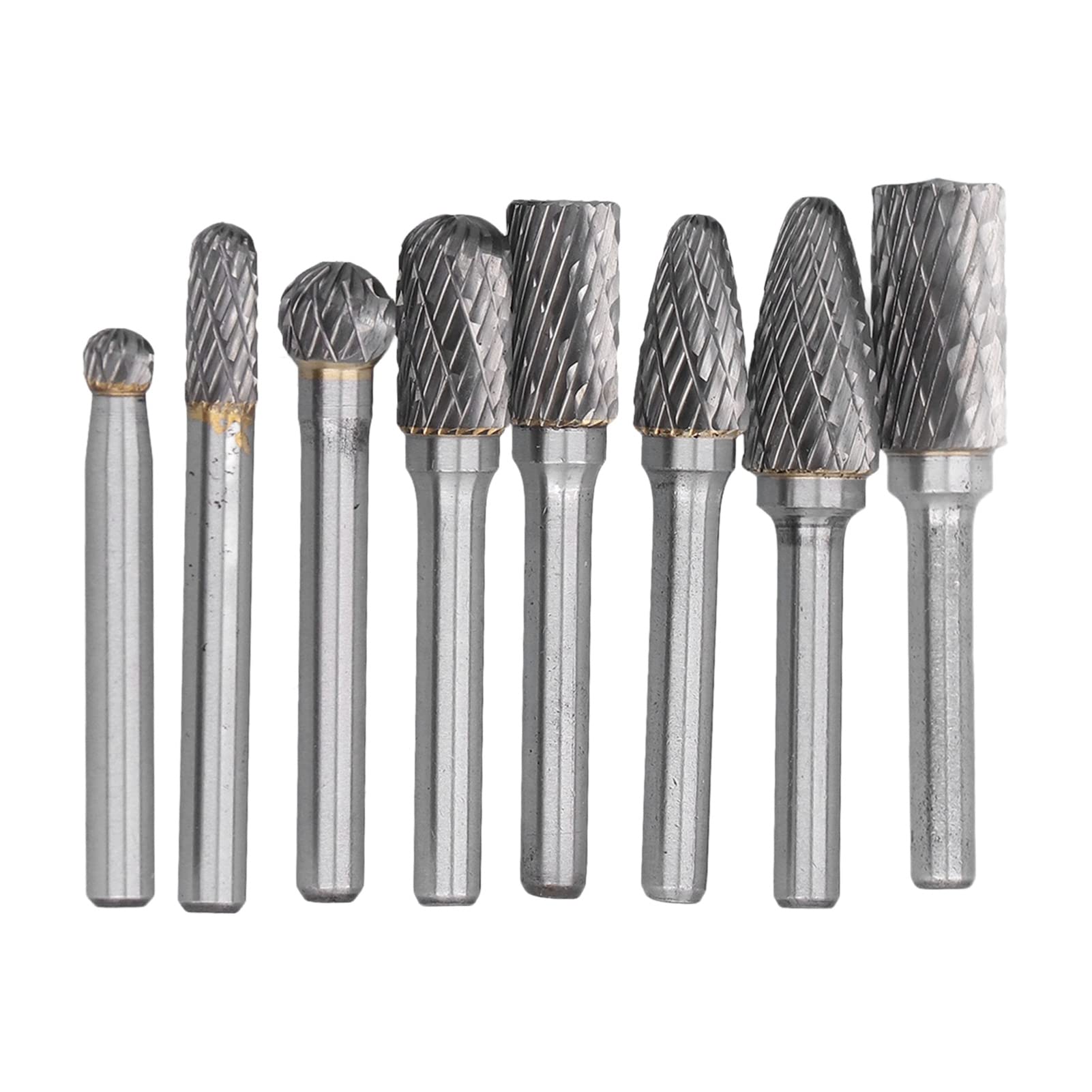 8 Piezas de Fresas de carburo de tungsteno, Juego de limas rotativas de carburo, Fresa rotativa de 6 mm de diámetro para Tallado de Madera y Trabajo en Metal, Incluye Caja de