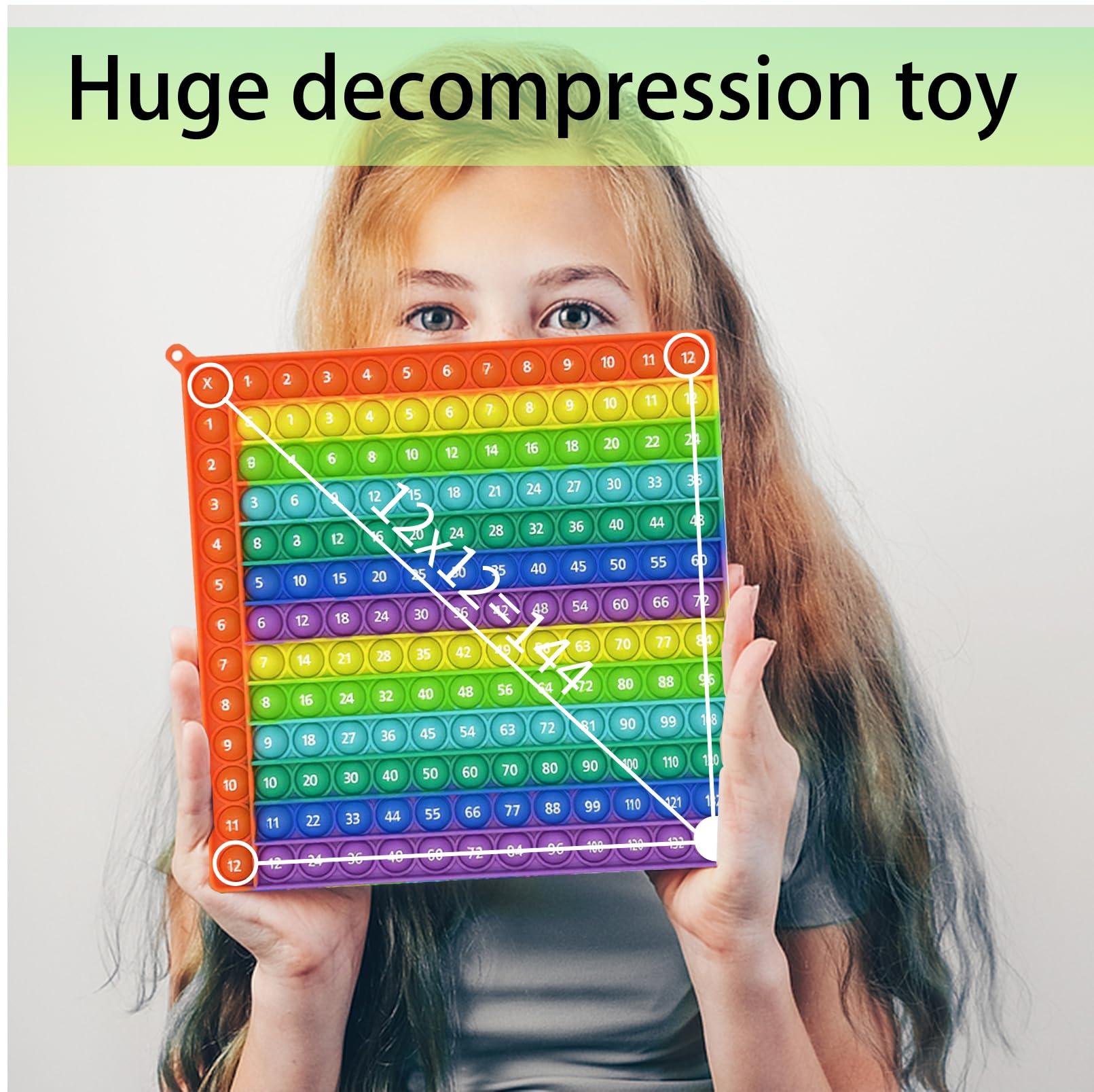 Times Table Poppet 12x12 Math Fidget Toy Multiplication Popper Fidget Toy Relieve Stress and Anxiety 12x12 for Classroom and Home Use(Orange Edge Macaron 1-144) - Image 3