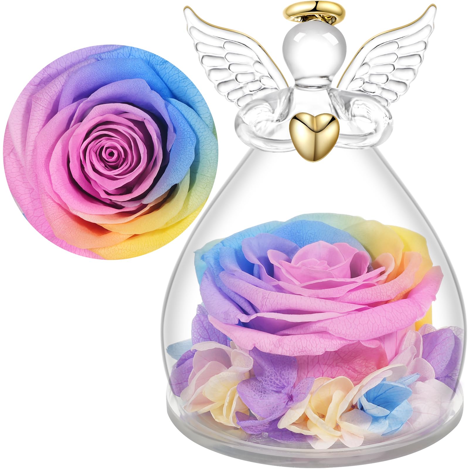 Yamonic Rosa Eterna Regalo Mujer,Rosa Eterna Natural Preservada con Figura Ángel Regalo Dia de la Madre, Flores Preservadas Regalos Cumpleaños Mujer Abuela, Regalos para mamá en el Día de la Madre — view 10