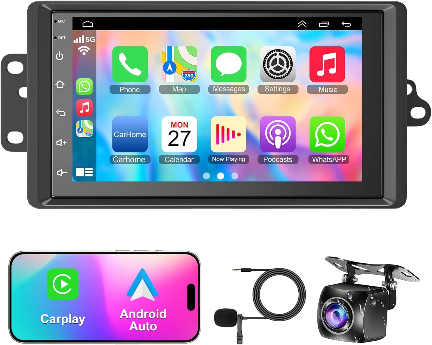 8-core 4G+64G Android 15 Car Radio for 2003-2006 Chevrolet Chevy Silverado Impala Tahoe GMC Sierra Yukon, 7" IPS Touch Screen Car Stereo Build-in GPS, CarPlay/Android Auto, Backup Camera/DSP/SWC