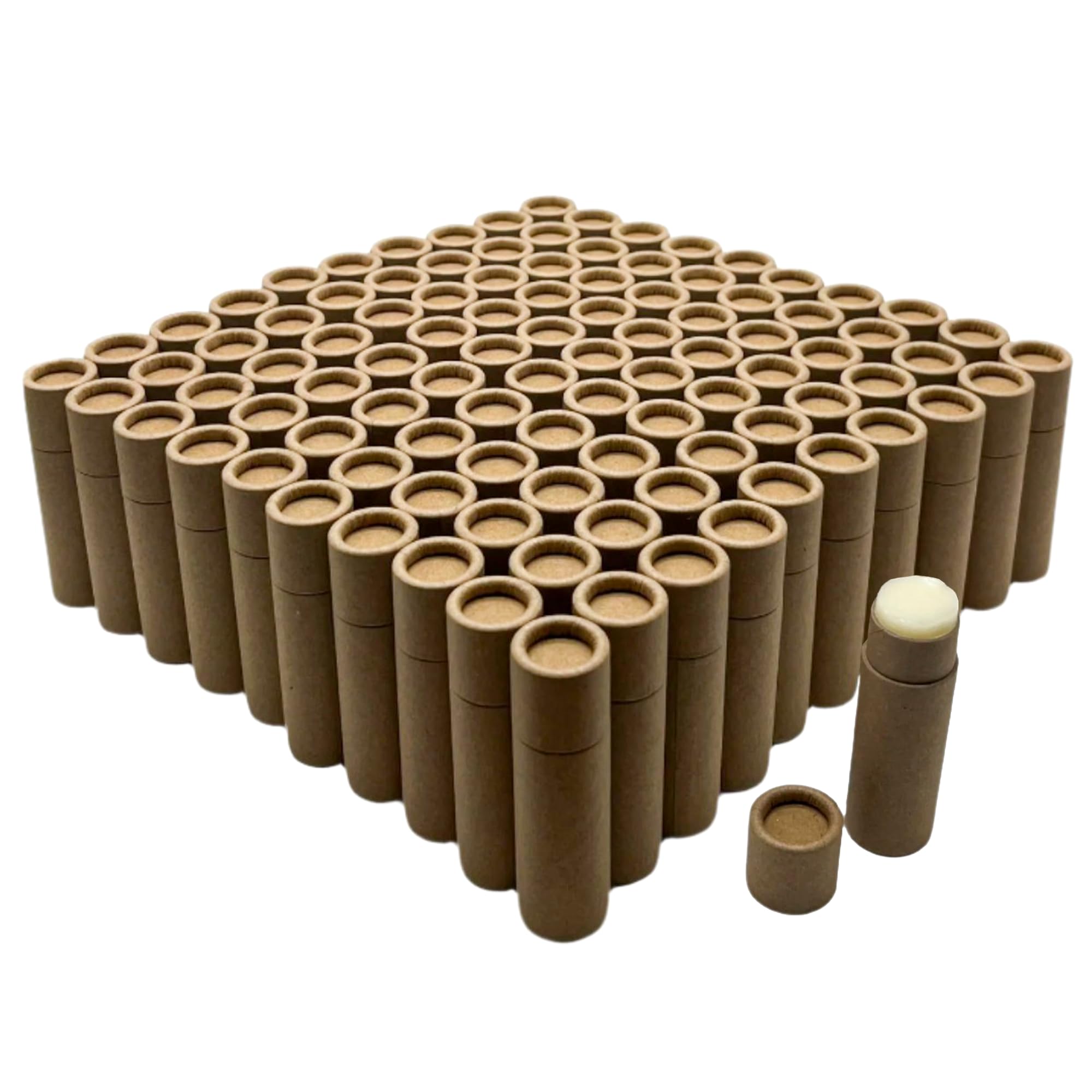 GreenWay 0 3oz 8 5g Kraft Paperboard Lip Balm Tubes with Lids - 100 Pack Lip Gloss Tubes